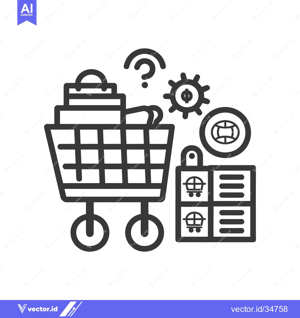 Premium Vector of An illustrated shopping cart with global online commerce symbols