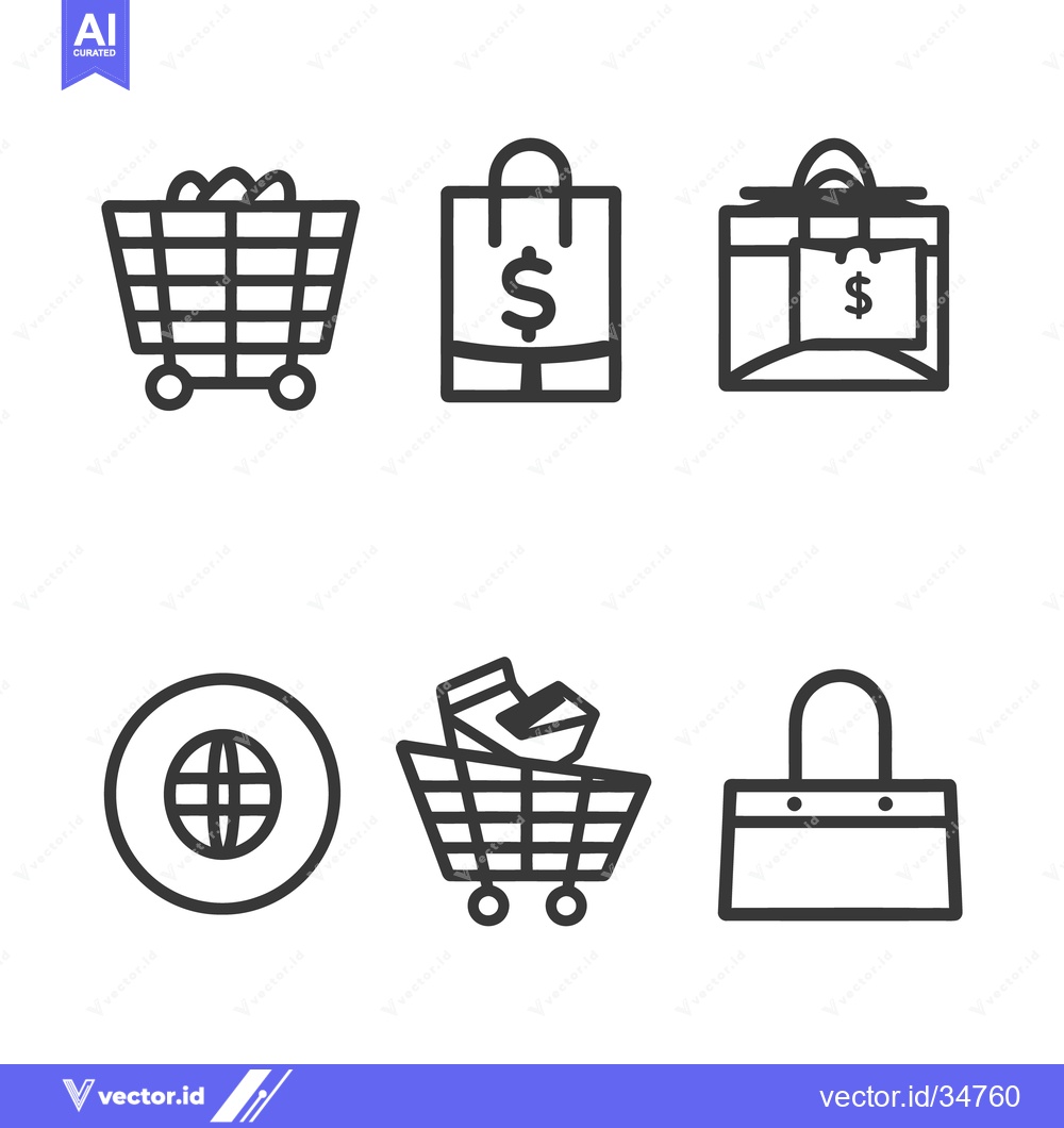 Premium Vector dari Various graphic icons represent shopping and global commerce elements