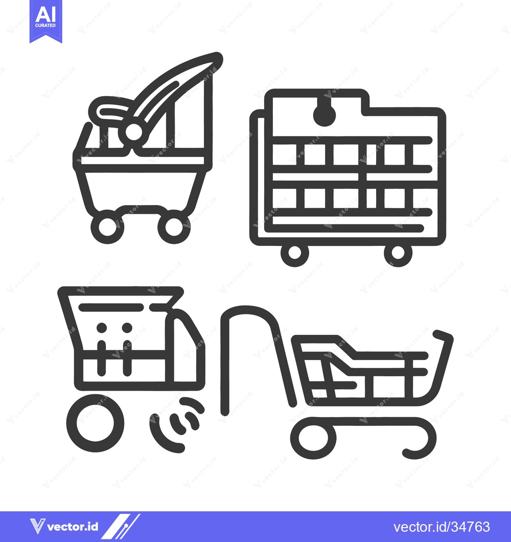 Premium Vector of Collection of various shopping carts represented by simple black line