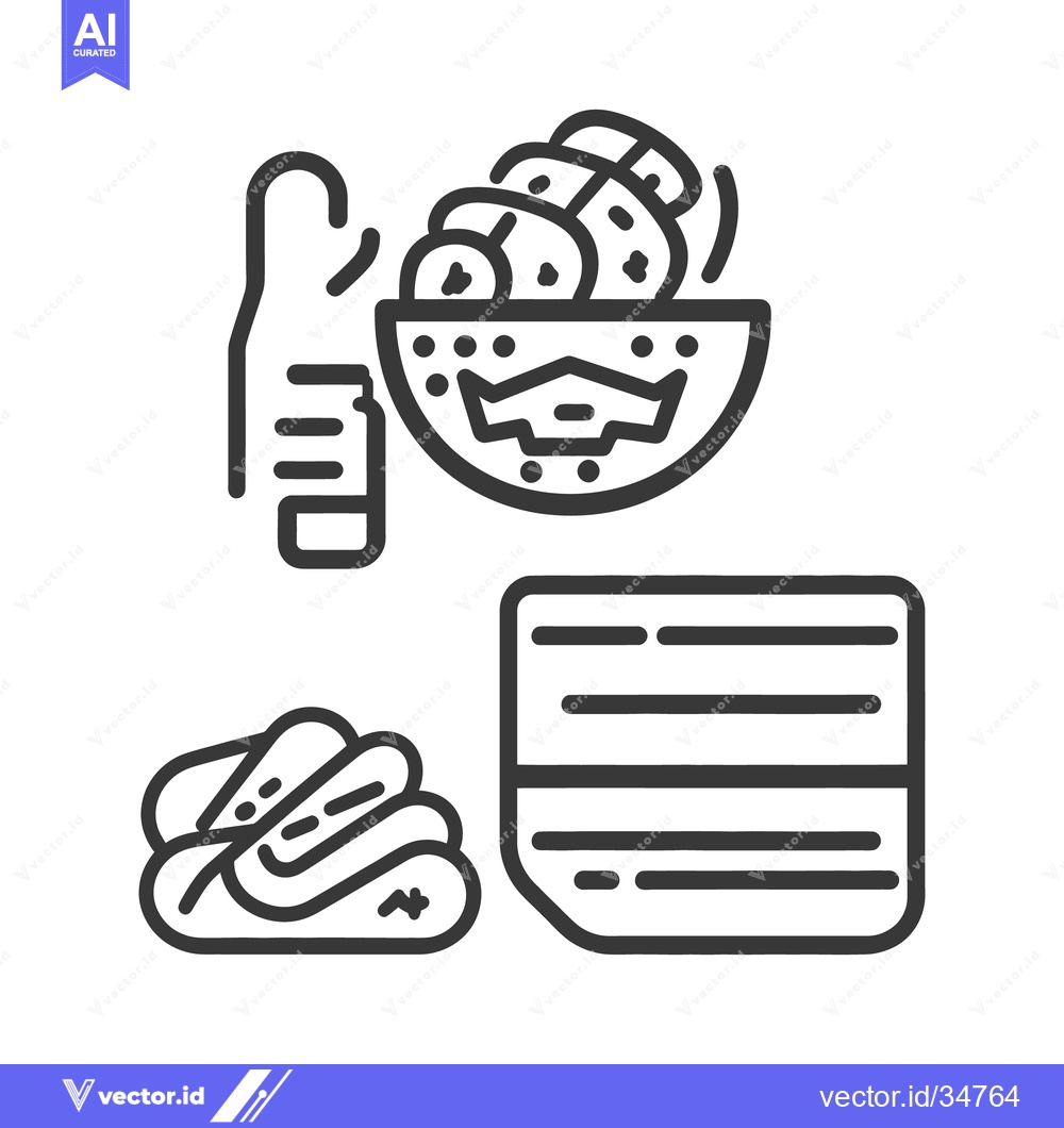 Premium Vector of Detailed illustration of food items including a banana and bowl