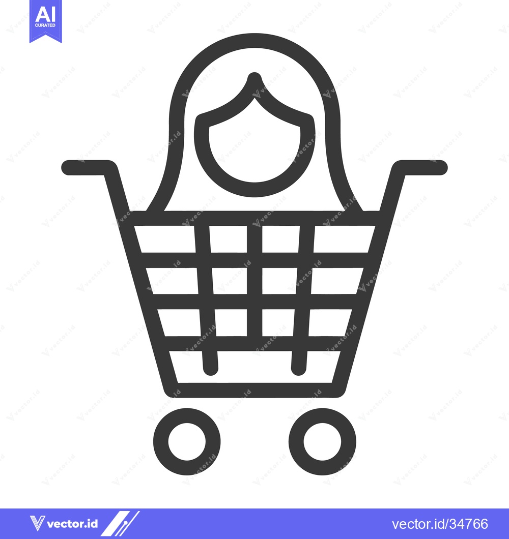 Premium Vector dari A woman icon appearing inside a shopping cart in an image