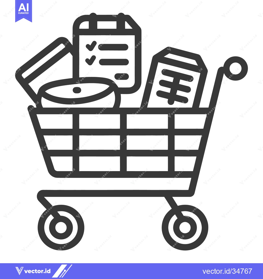 Premium Vector of A shopping cart contains various items ready for purchase