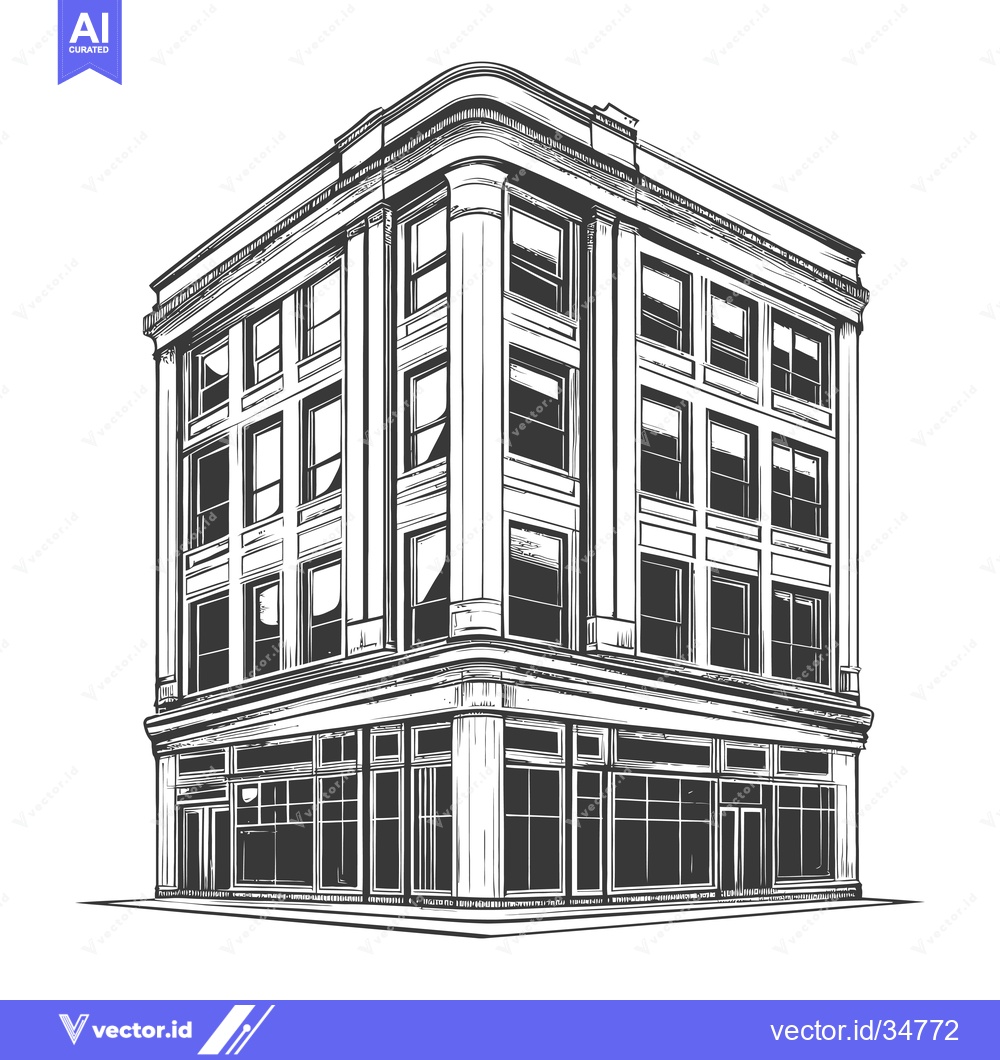 Premium Vector dari Corner Building Architectural Sketch Design Illustration