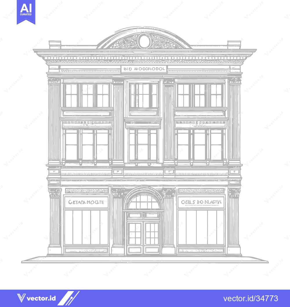 Premium Vector dari Elegant Classical Building Architectural Drawing Design