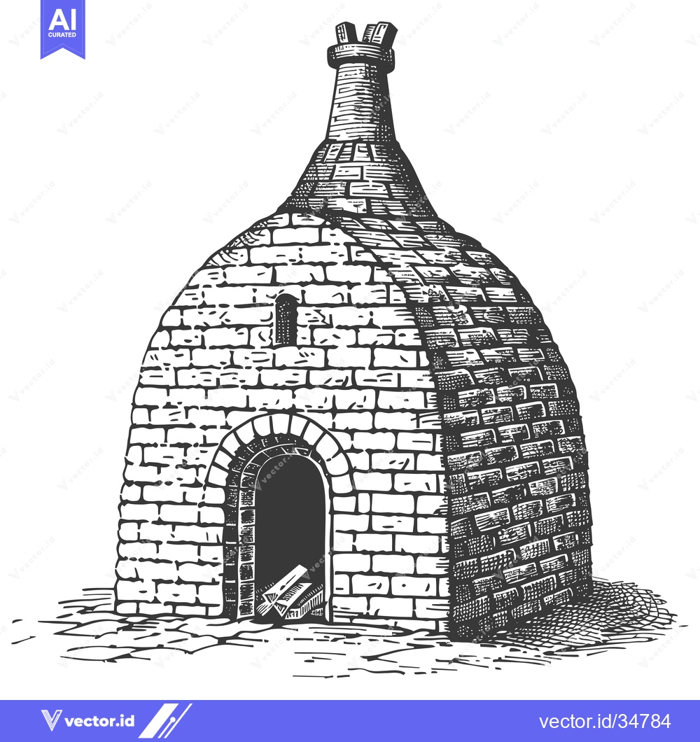 Premium Vector dari Stone Brick Structure With Chimney And Archway