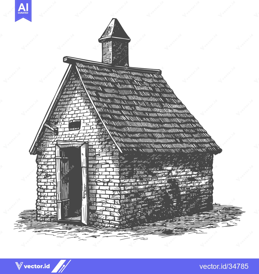 Premium Vector dari A Brick Bakehouse With A Steep Gable Roof