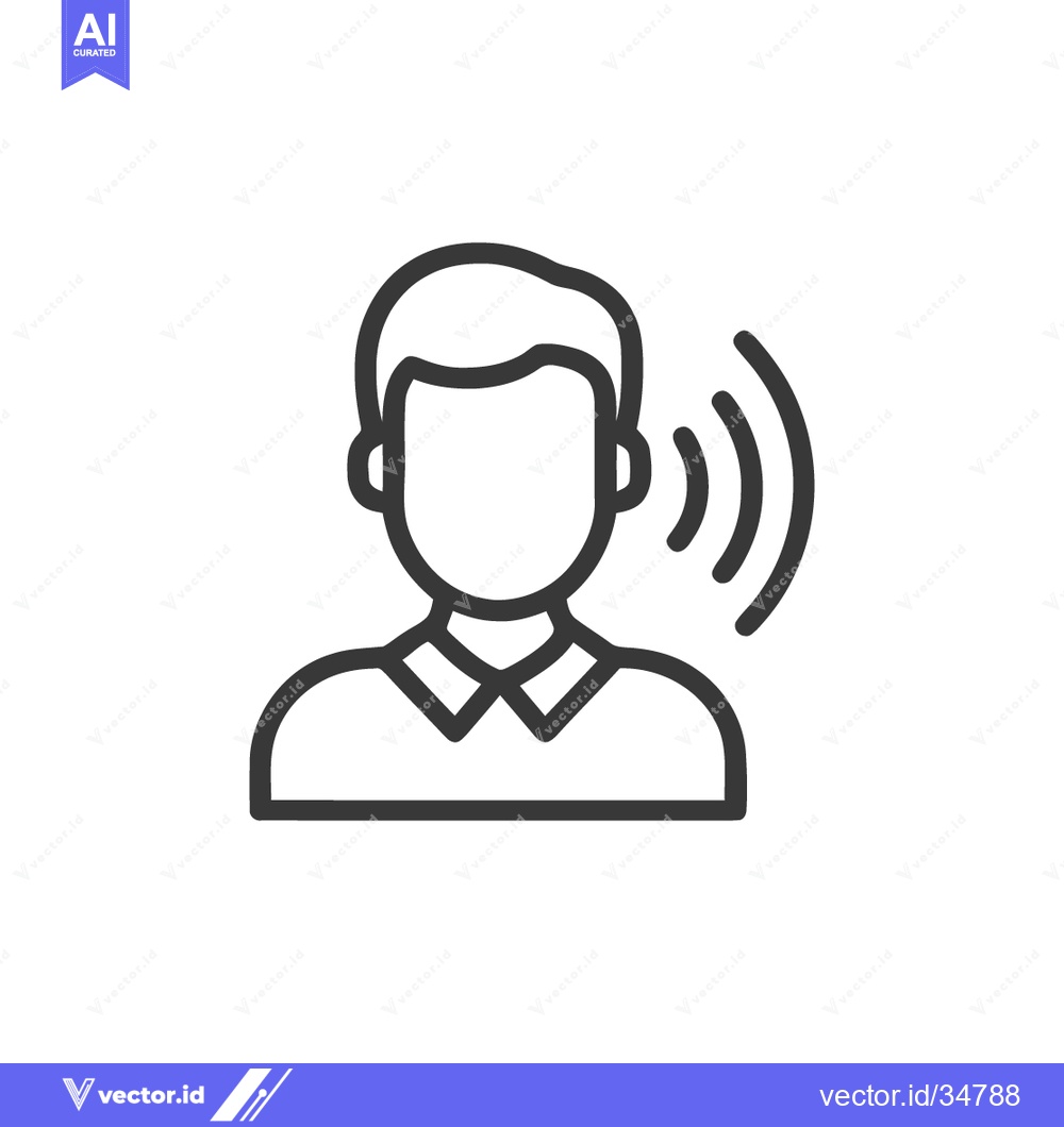 Premium Vector dari Listening Man Outline Icon with Sound Waves Emanating from Ear