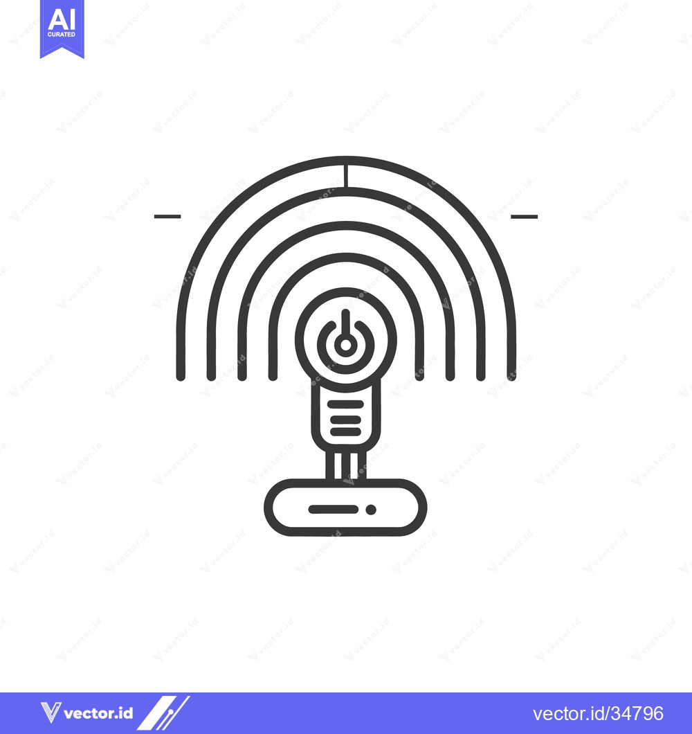 Premium Vector dari A stylized black and white illustration depicts a wireless signal conc