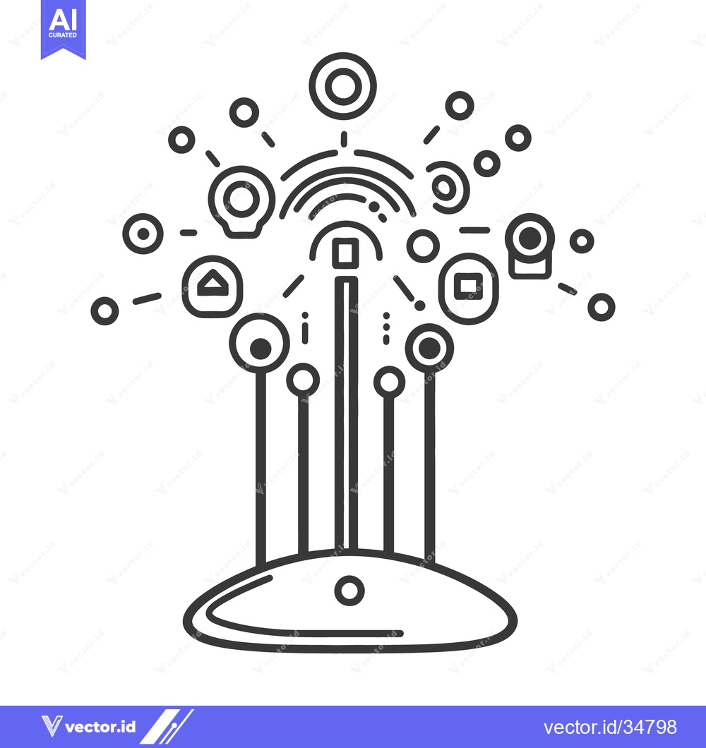 Premium Vector dari Abstract illustration of a network communicating wirelessly with devic