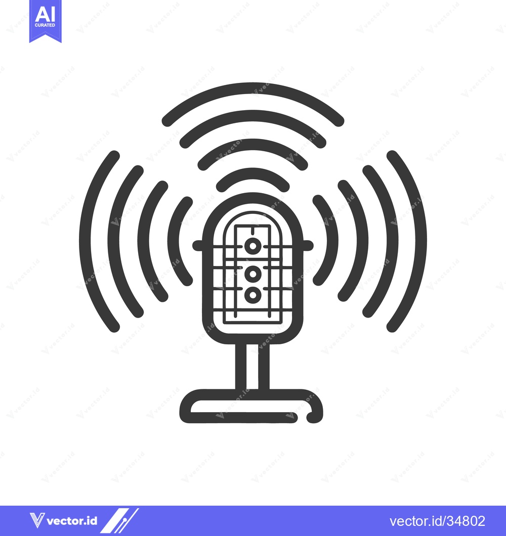 Premium Vector dari Black and white microphone with sound waves emanating from it