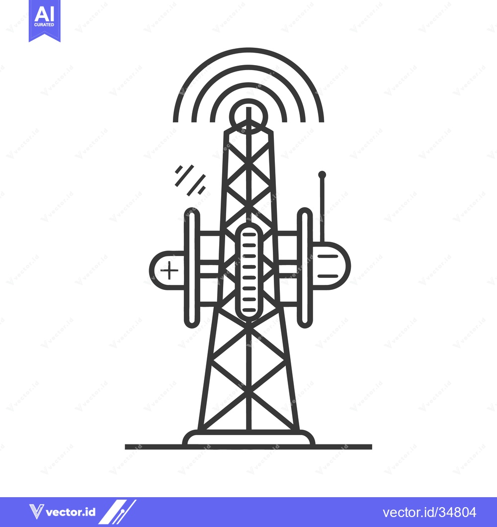 Premium Vector dari A tall communication tower transmitting signals through the air