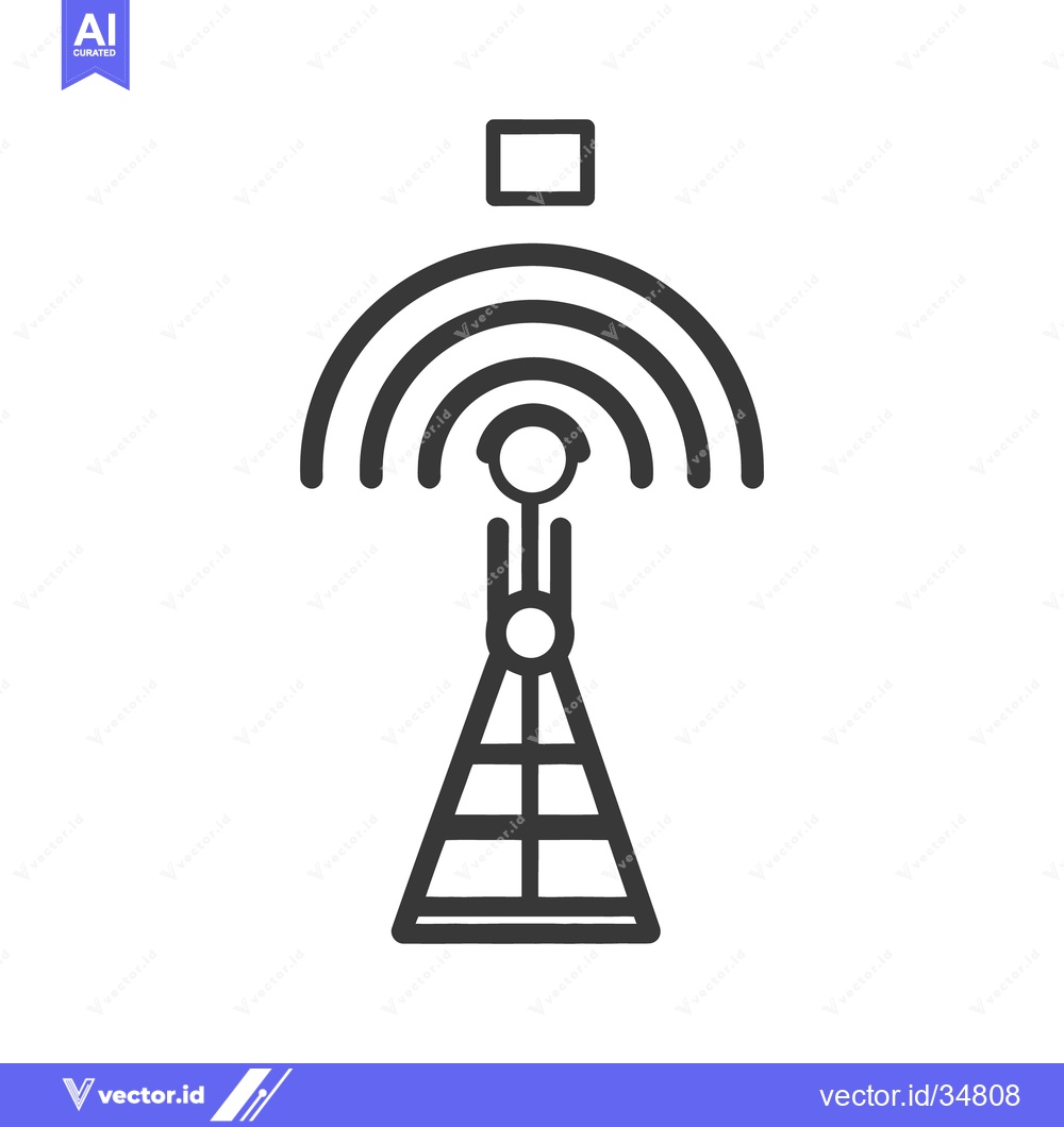 Premium Vector of A stylized image of a communications tower with radiating signals