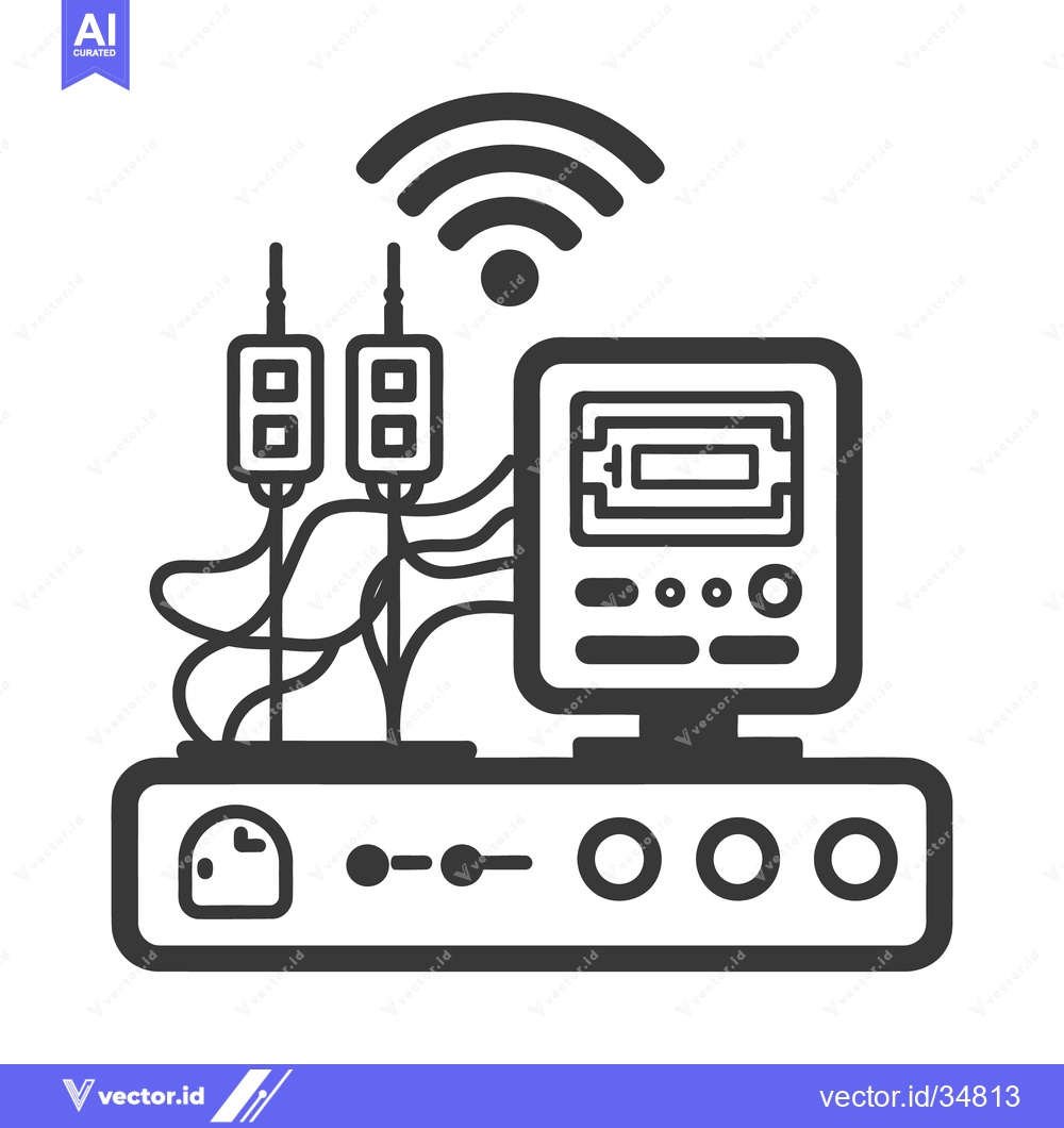 Premium Vector of Digital meter connected to various devices through complex circuitry a