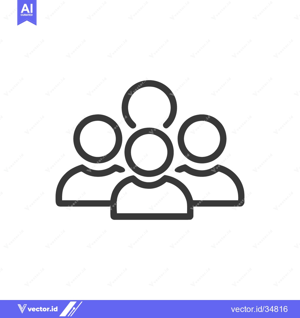 Premium Vector of Group of People Icon: Minimalist Outline Symbol for Teamwork and Colla