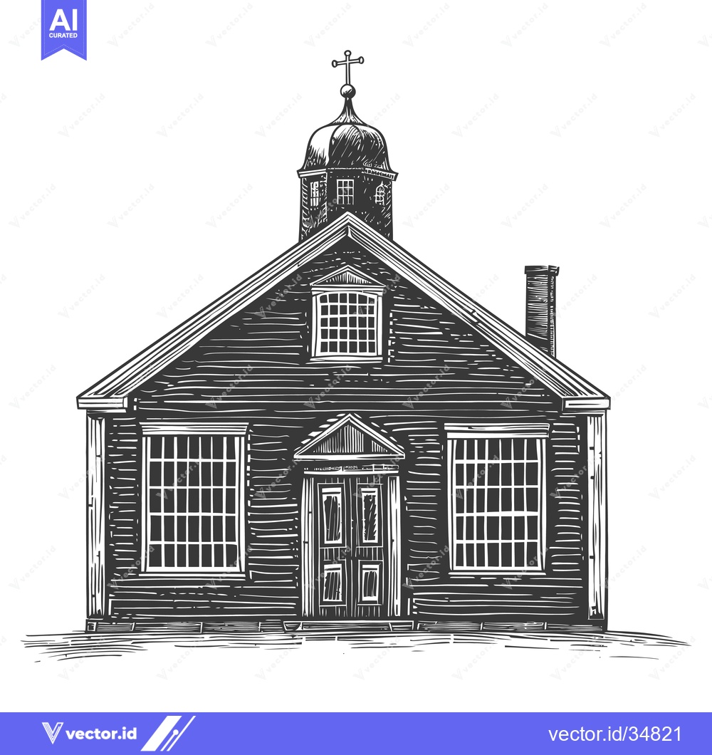 Premium Vector dari A Wood Framed Church Building With A Steeple