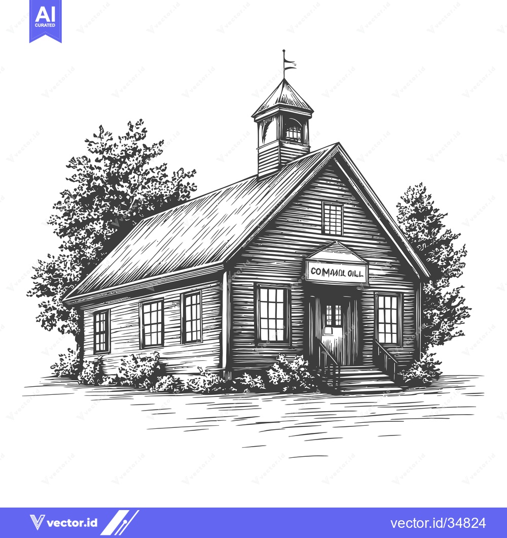 Premium Vector dari A Rustic Wooden Community Hall Building
