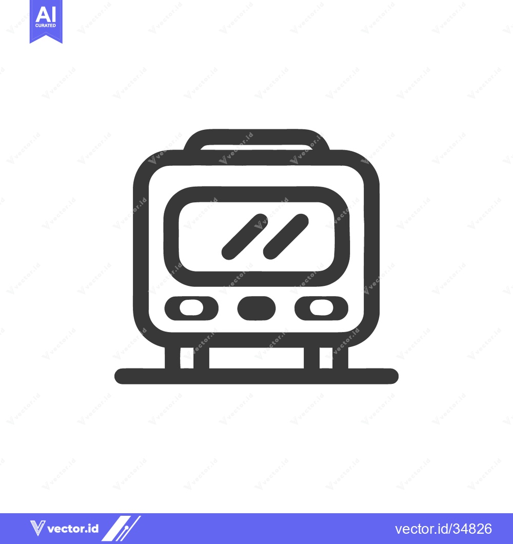 Premium Vector dari Minimalist Train Icon: Front View, Dark Gray Outline on White Backgrou