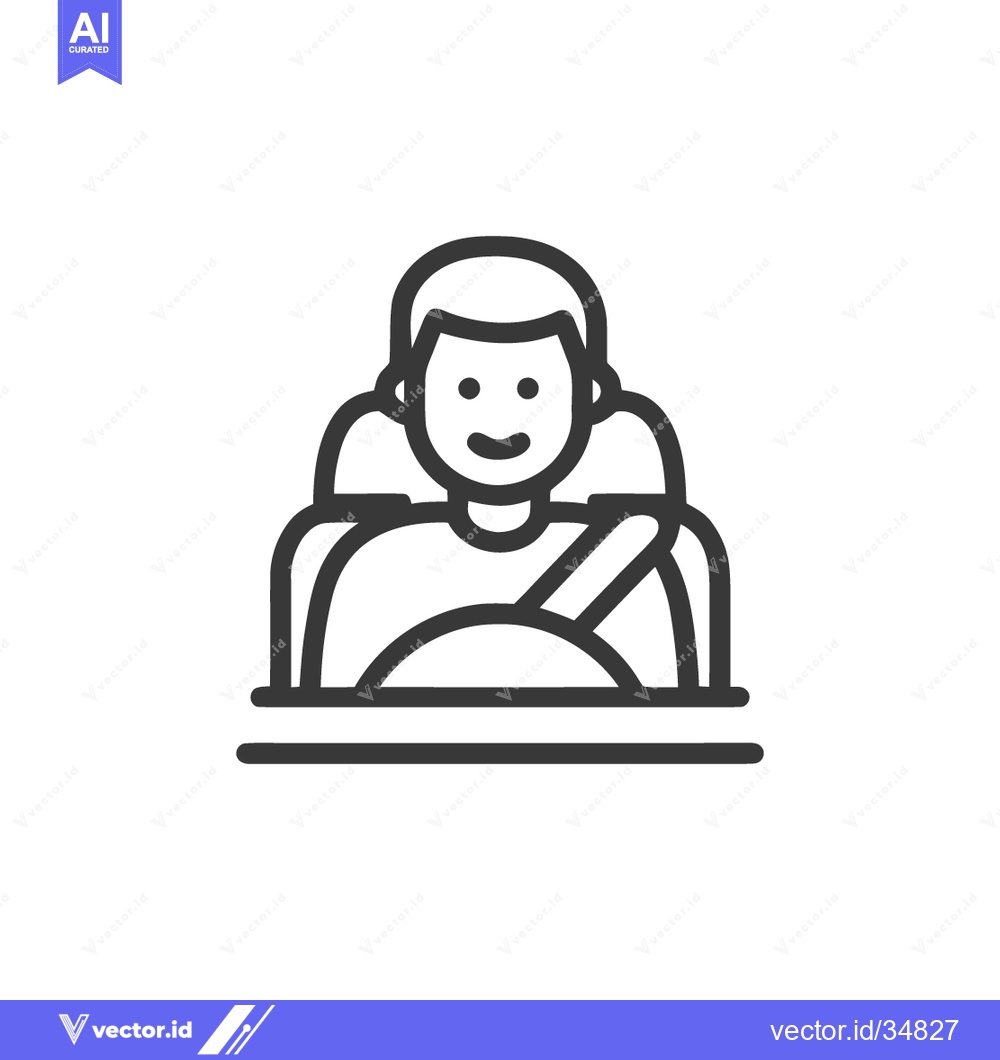 Premium Vector of Driver with Seatbelt Icon: Safety First, Automotive Symbol, Line Art