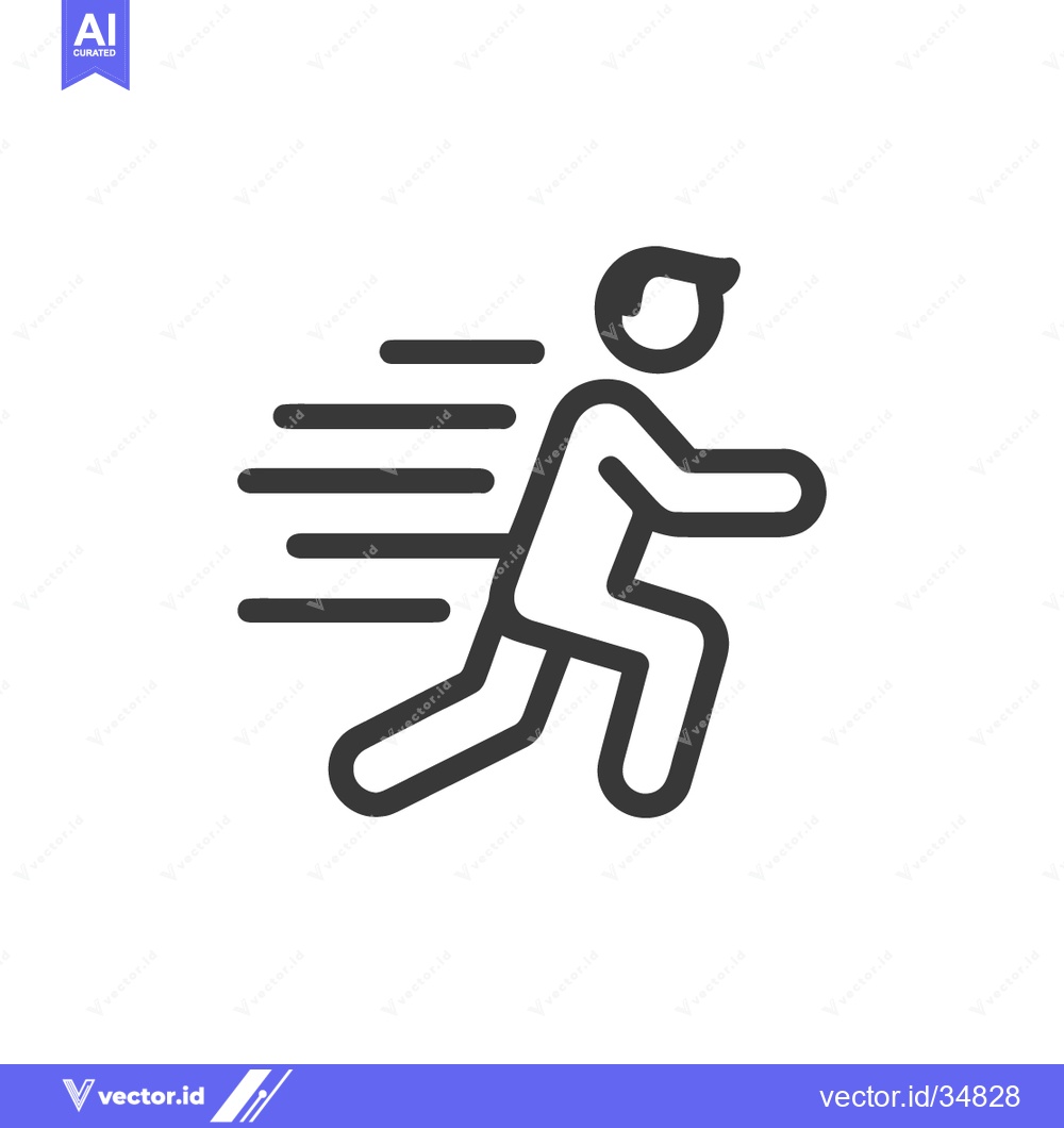Premium Vector dari Fast Running Man Icon with Motion Lines, Speed and Action Concept