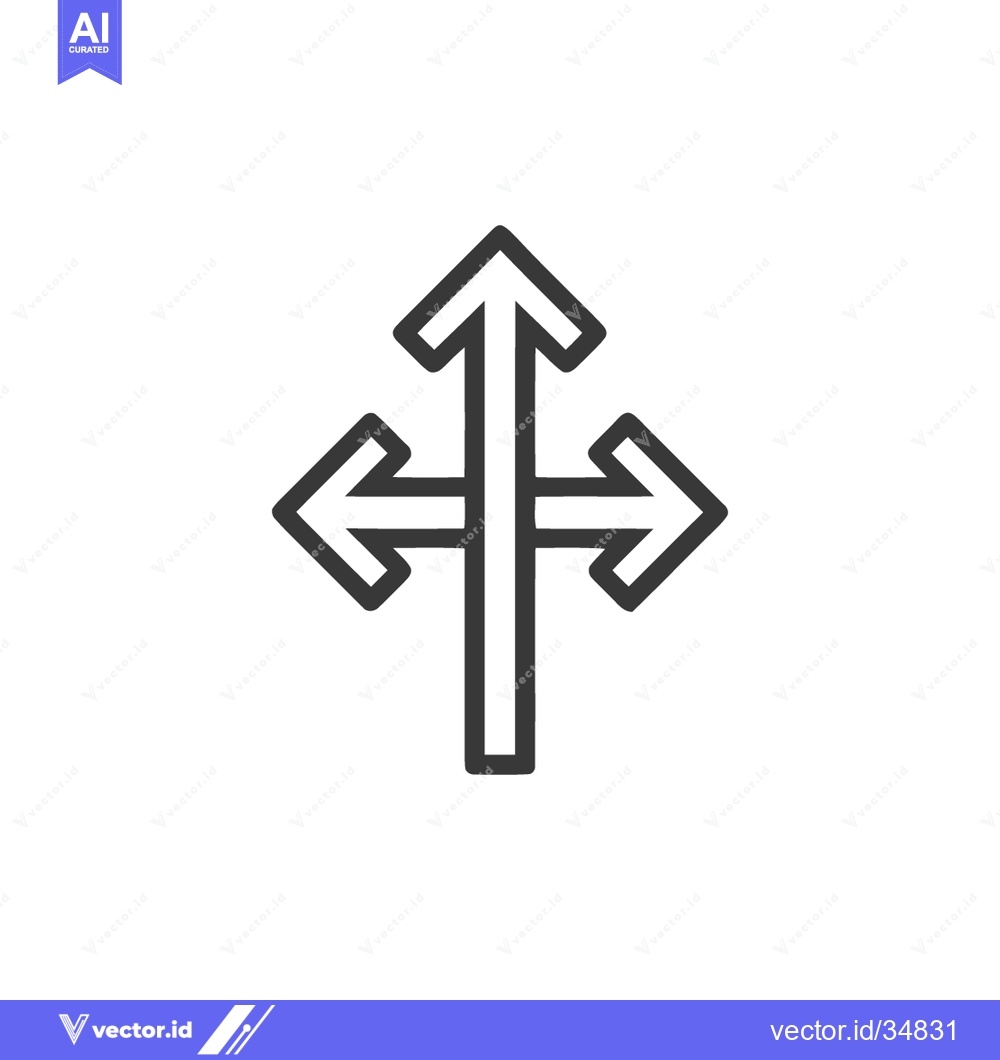 Premium Vector of Three-Way Arrow Signpost: Choice, Direction, and Decision-Making Icon