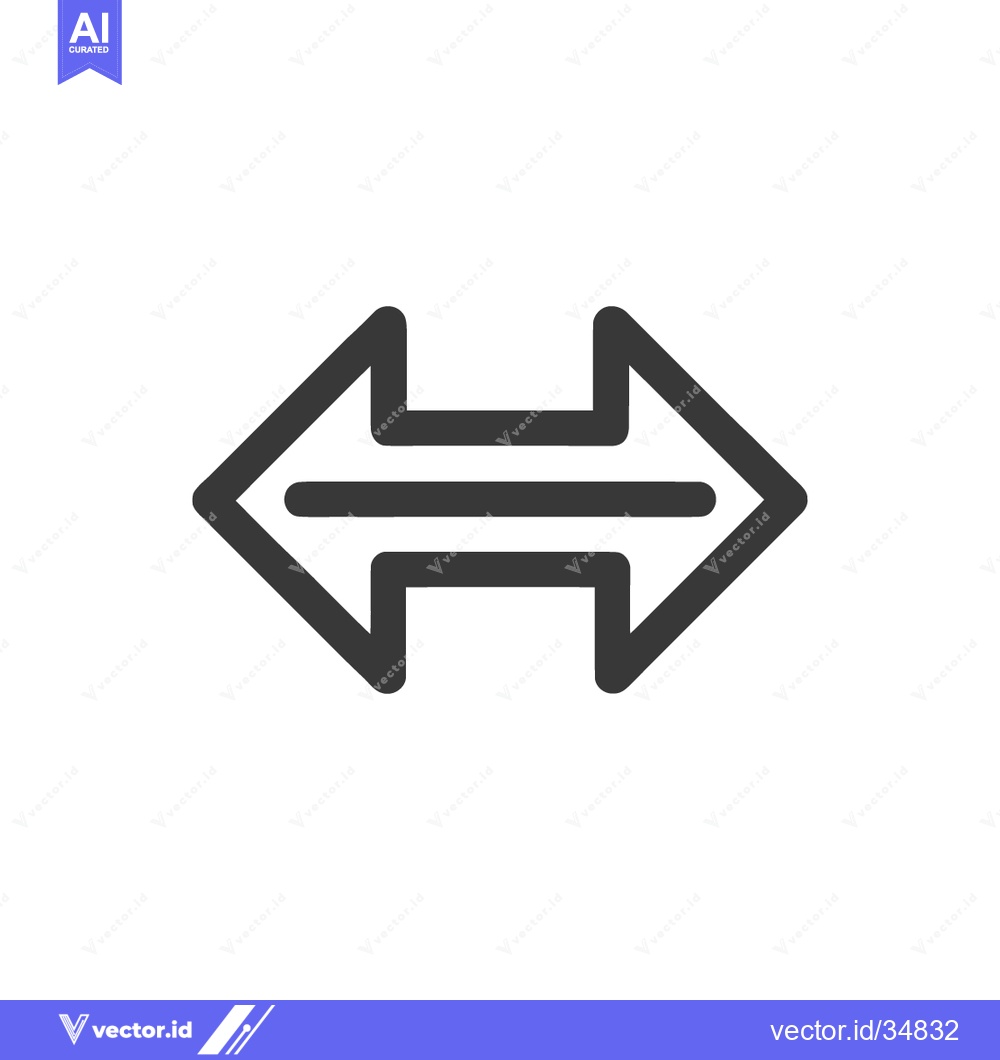 Premium Vector of Symmetrical Double Arrow Icon: Directional Symbol with Bold Outline on