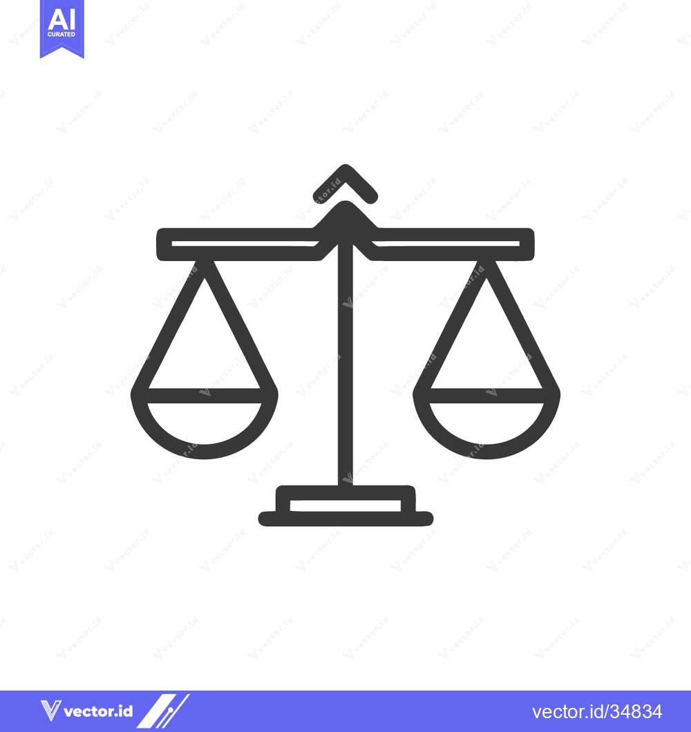 Premium Vector of Minimalist Scales of Justice Icon: Law, Balance, and Legal Symbolism