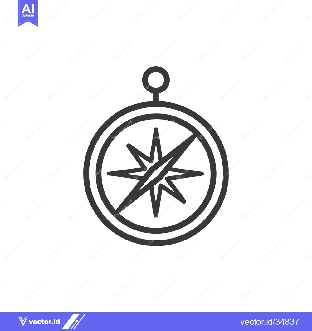 Premium Vector of Minimalist Compass Icon: Navigation, Direction, and Exploration Symbol