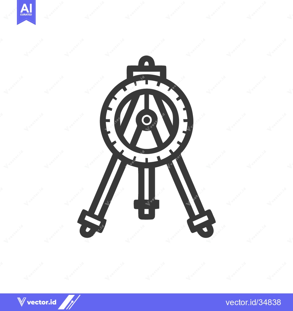Premium Vector dari Minimalist Surveyor's Compass Icon: Precise Measurement Tool in Bold L