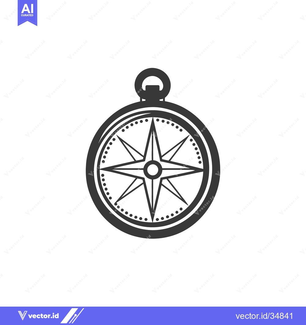 Premium Vector of A simple black and white illustration of a compass for navigation