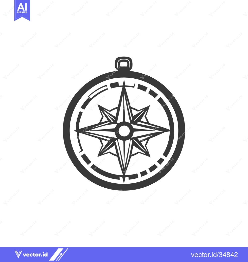 Premium Vector dari A simple black and white compass illustration of directional navigatio