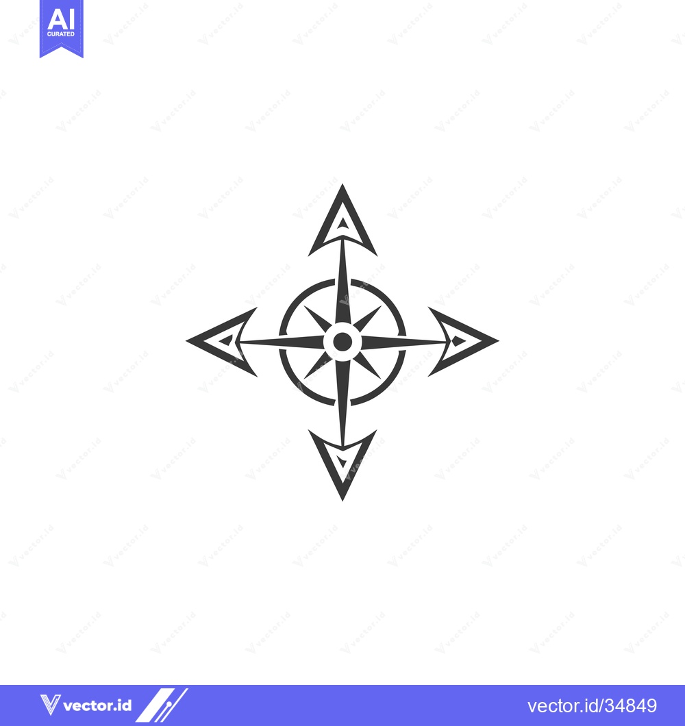 Premium Vector dari Compass Rose with Four Directional Arrows