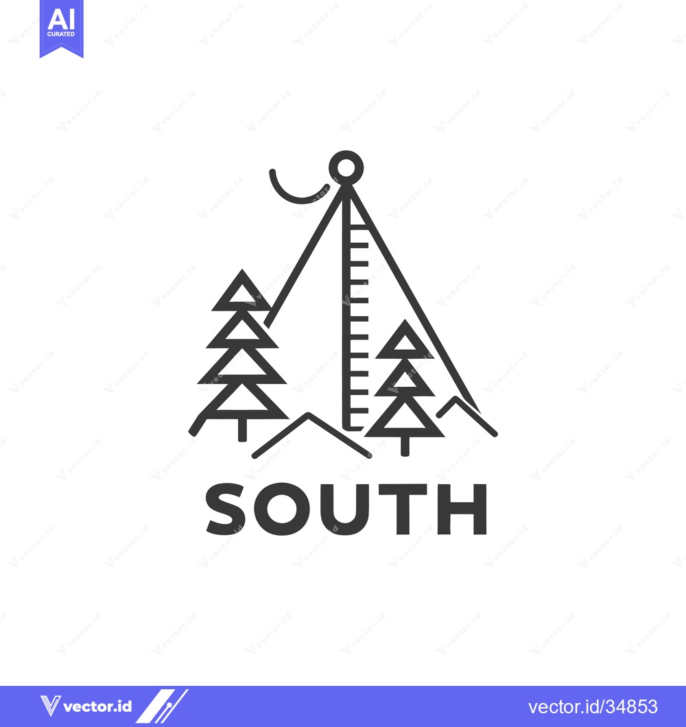 Premium Vector of Compass with mountains and trees pointing south