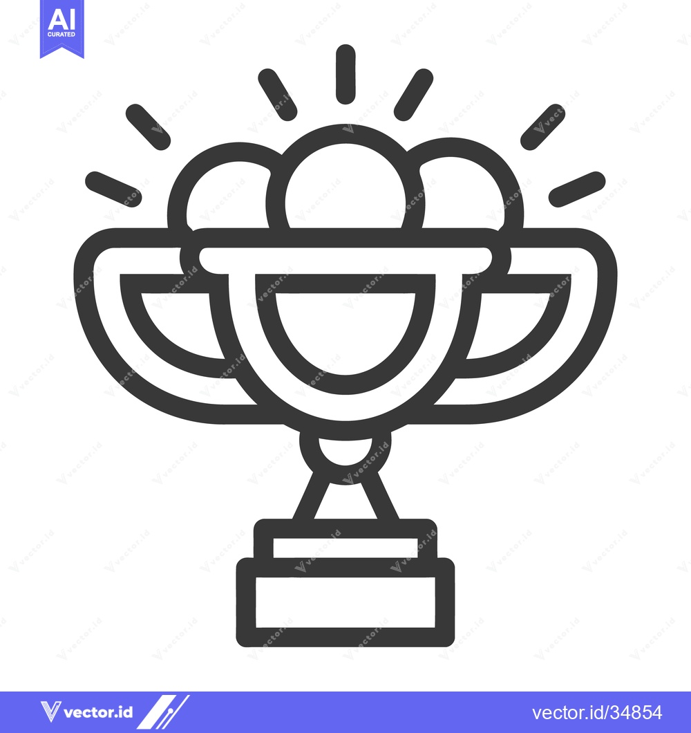 Premium Vector of A stylized trophy with three balls and radiating light symbols