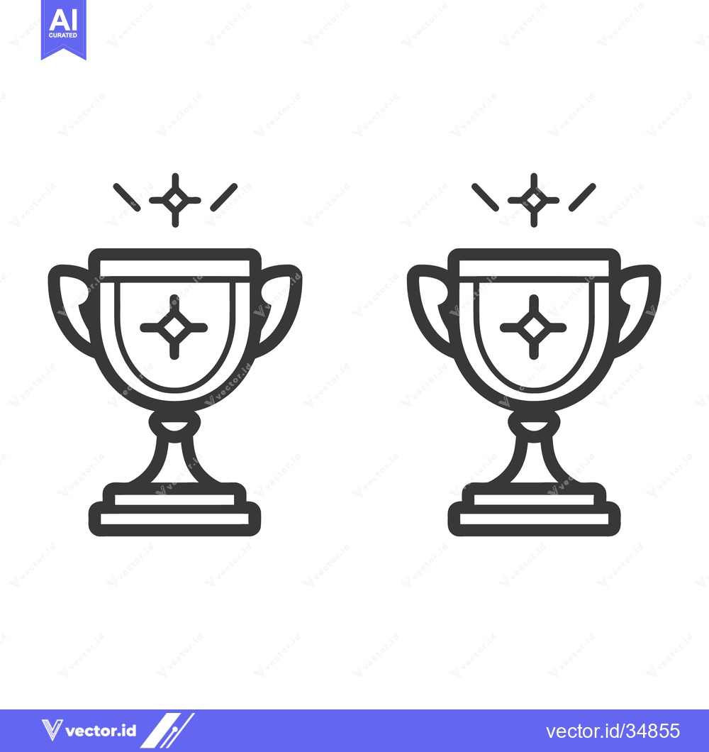 Premium Vector dari Two outlined trophy cups with radiant star like symbols displayed