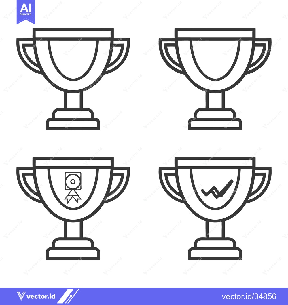 Premium Vector of Simple Black Outline Drawings Of Various Achievement Trophies