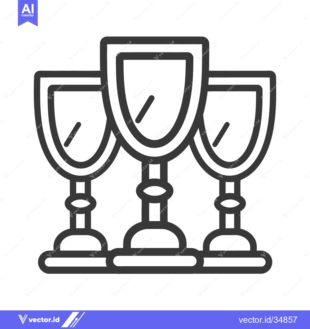 Premium Vector of Three ornate stemmed glassware silhouettes arranged together on a surf