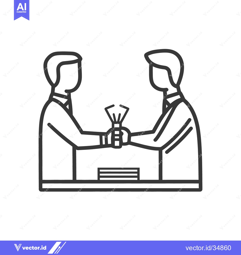 Premium Vector of Two people are exchanging an object across a table with papers