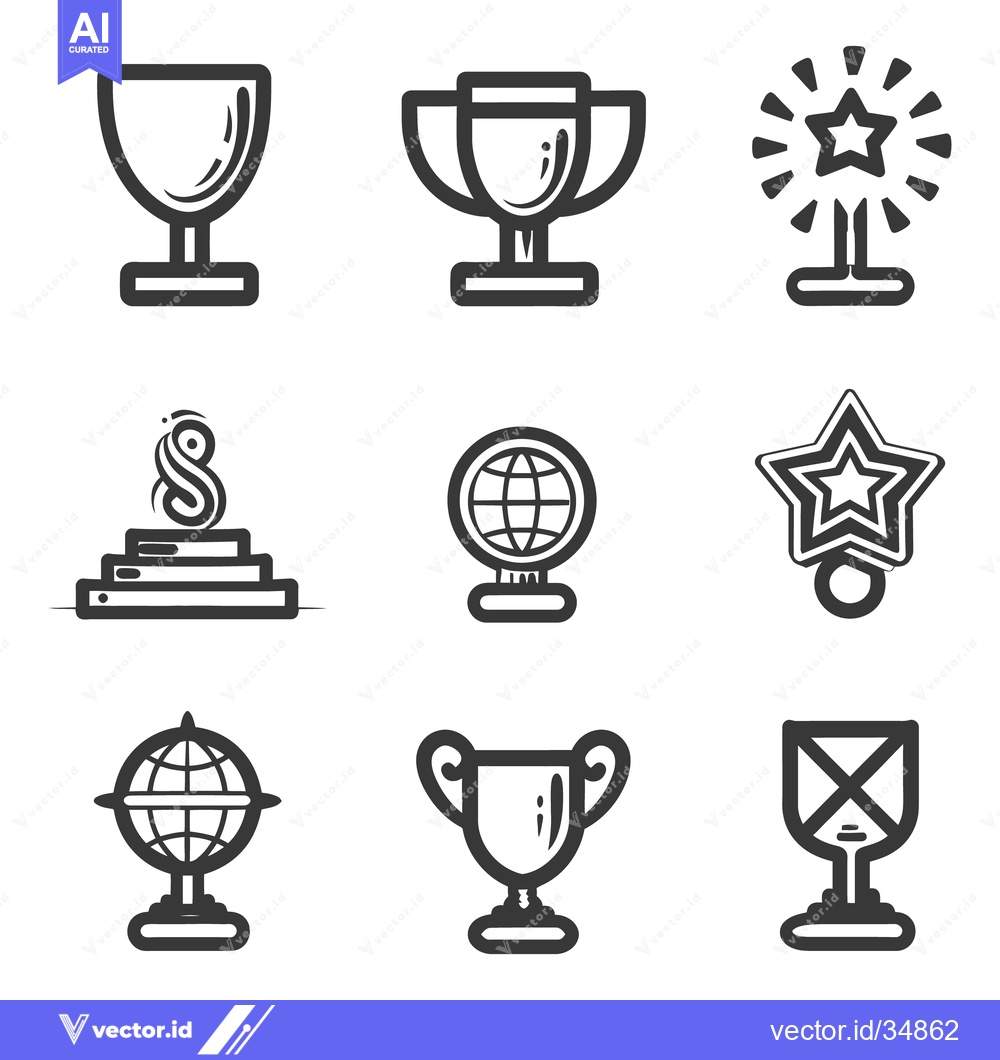 Premium Vector dari Various graphical icons representing awards and achievements in differ