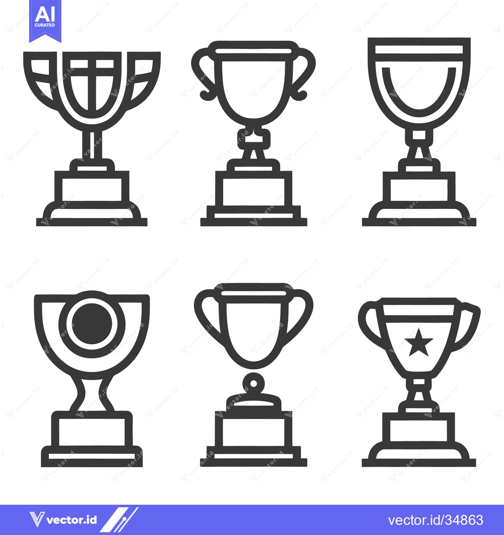 Premium Vector dari Six different stylized illustrations of award style trophies are prese