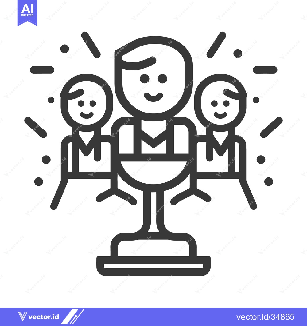 Premium Vector dari Group of people celebrating victory with a trophy award