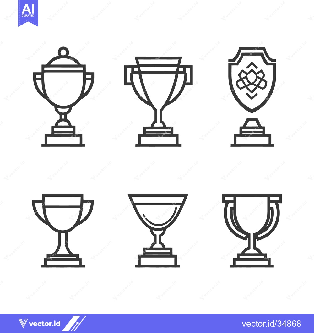 Premium Vector dari Six stylized trophy designs presented in minimalist black and white