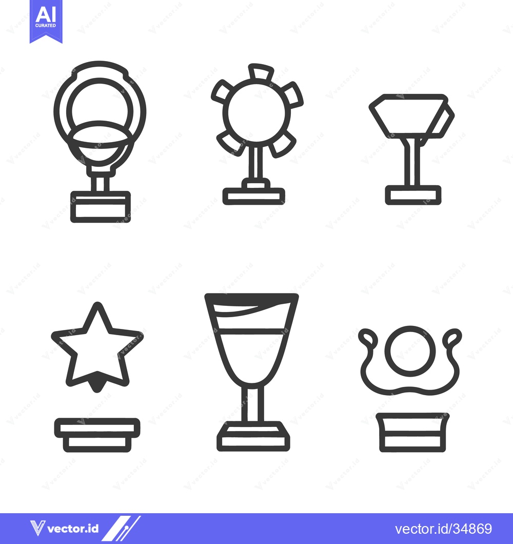 Premium Vector of Six different simple trophy icons with geometric shapes displayed