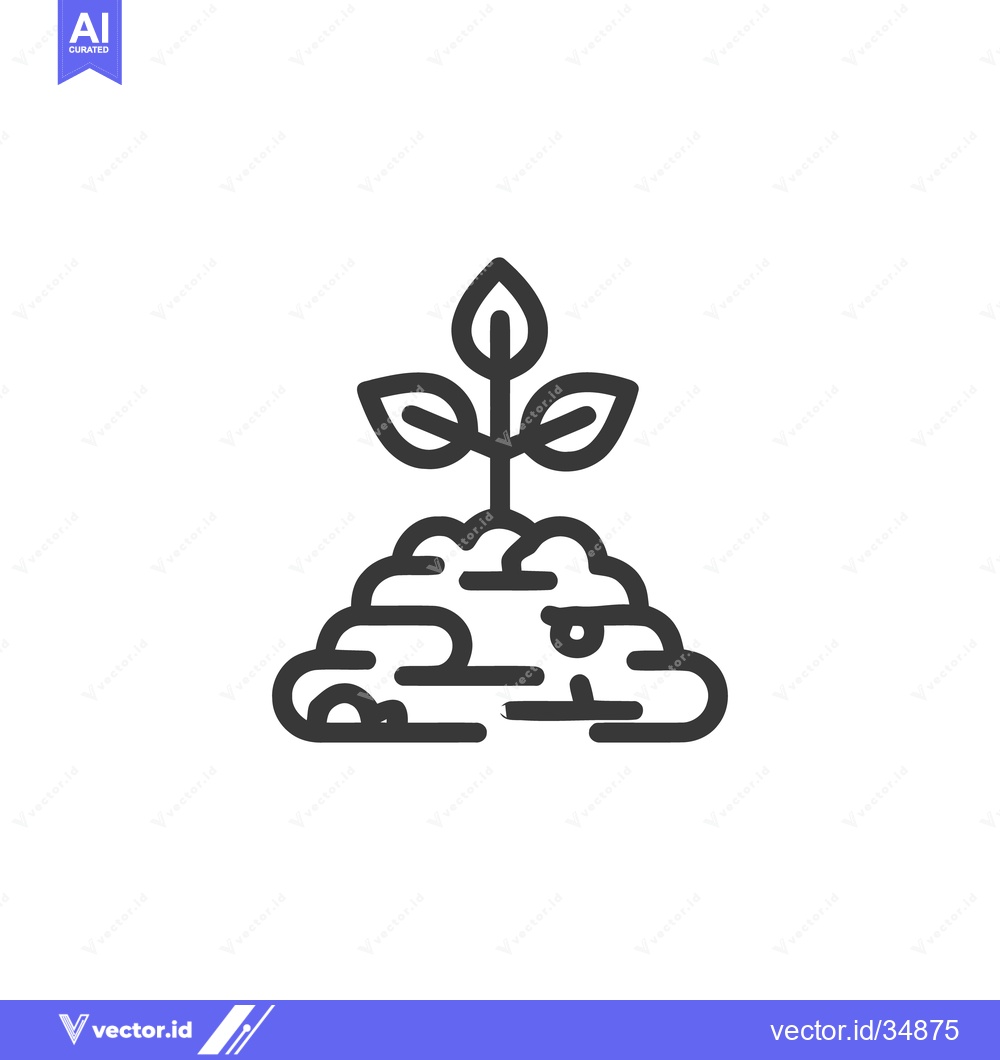 Premium Vector dari Sprout Icon: Emerging Plant from Soil, Line Art Symbol