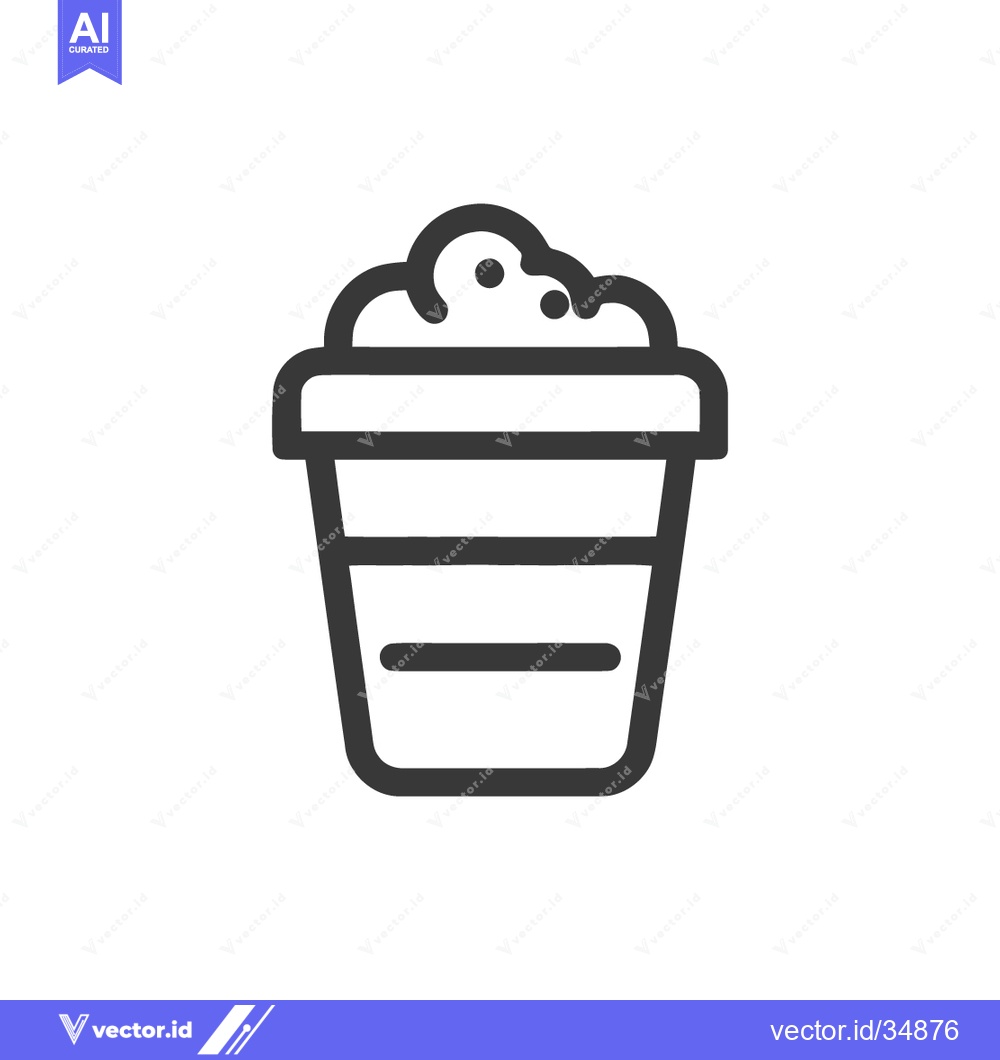 Premium Vector of Minimalist Coffee Cup Icon with Foam Topping, Black Outline on White