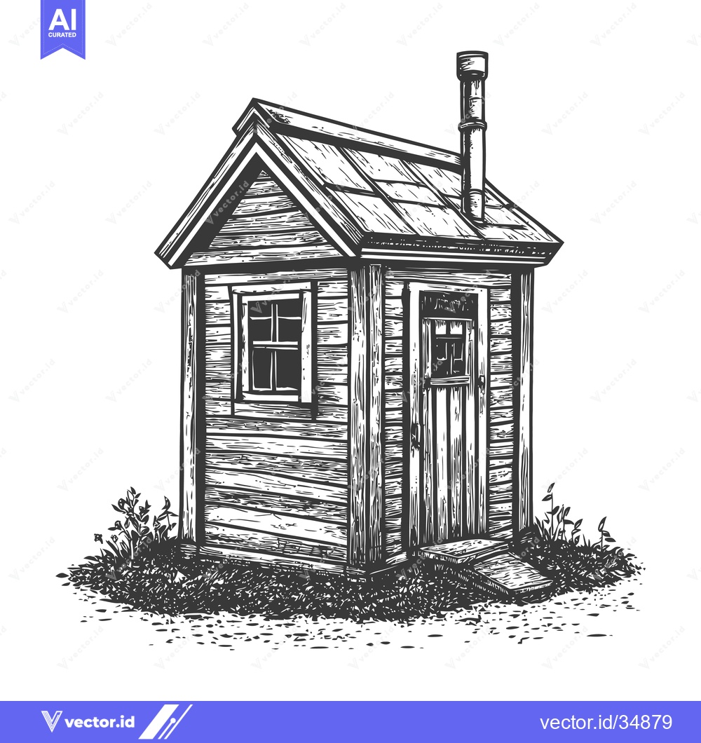 Premium Vector of A Rustic Wooden Outbuilding With Chimney
