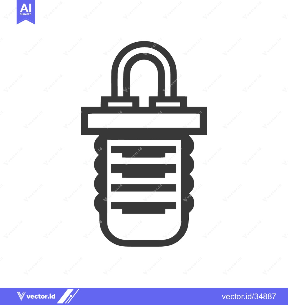 Premium Vector of Stylized Black and White Icon of a Padlock with Ribbed Body
