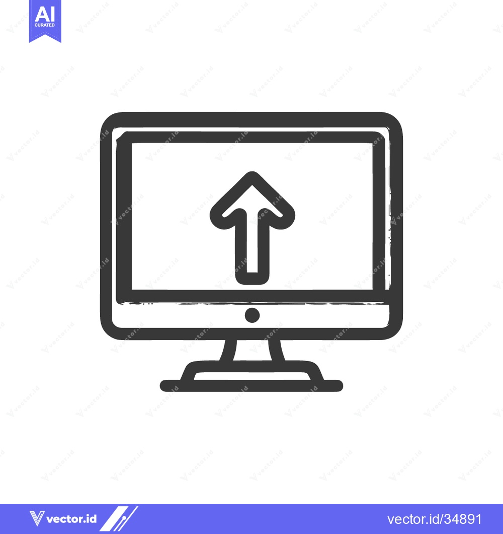 Premium Vector dari Upload Arrow on Computer Screen, Hand-Drawn Style Icon