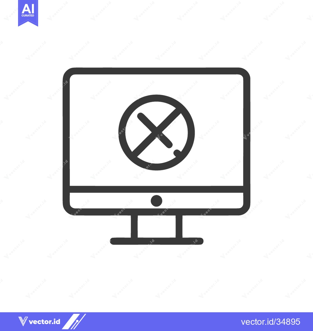 Premium Vector dari Computer Screen with Prohibition Sign: Digital Restriction Icon, Minim