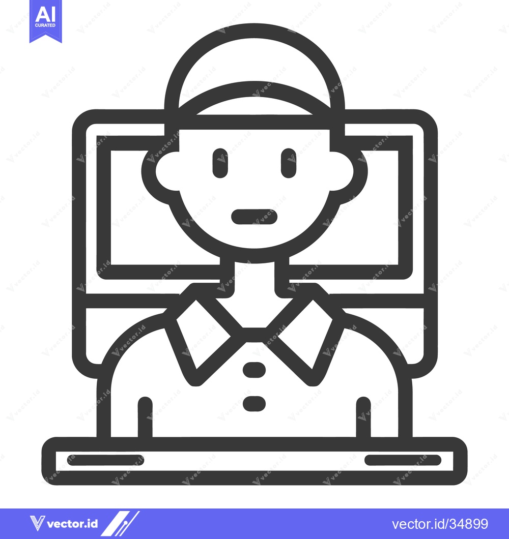 Premium Vector dari A simple illustration depicting a person working with a computer