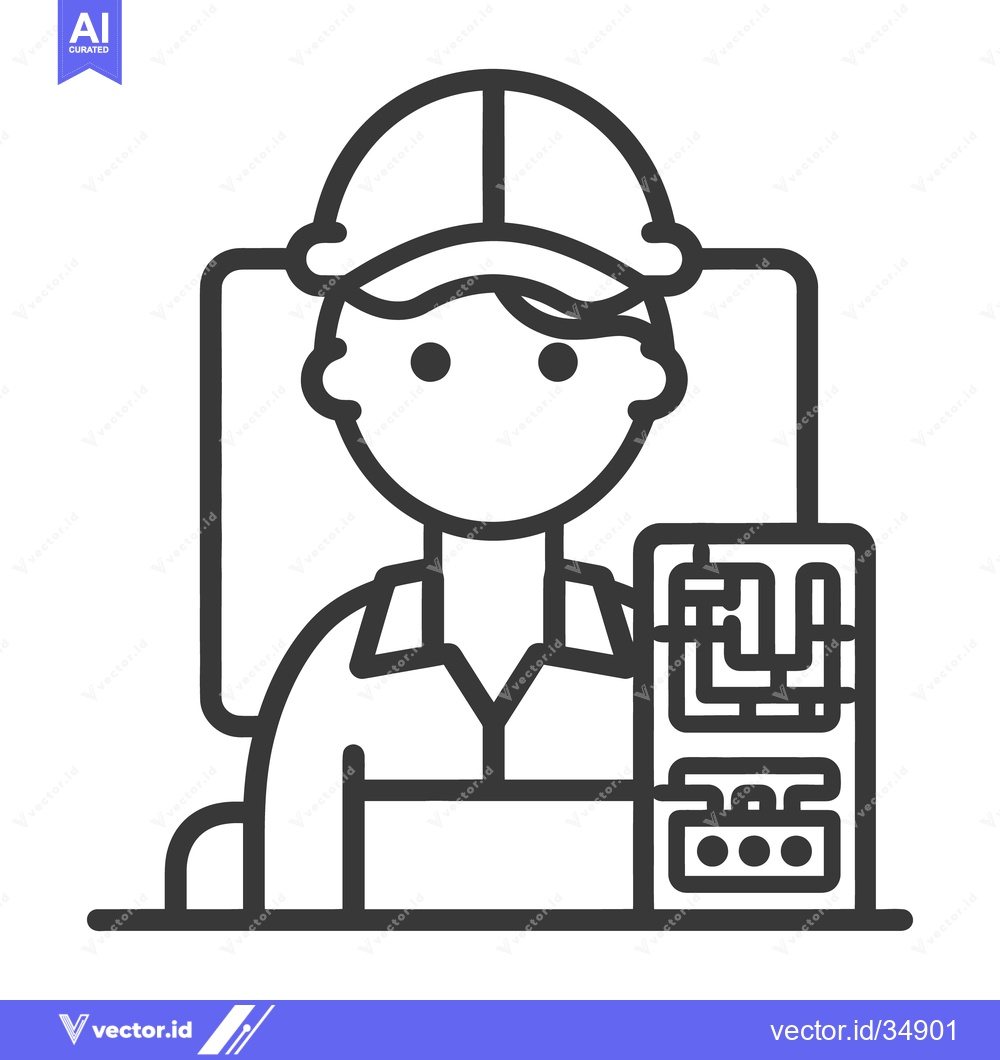 Premium Vector dari An electrician wearing a hat checking a control panel